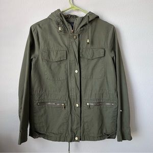 Miss London Olive Green Utility Jacket with Hood